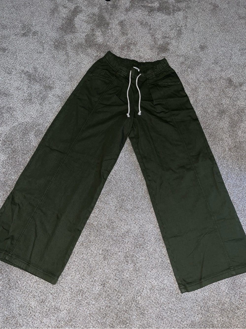 aerie Olive Green Wide-Leg Drawstring Pants